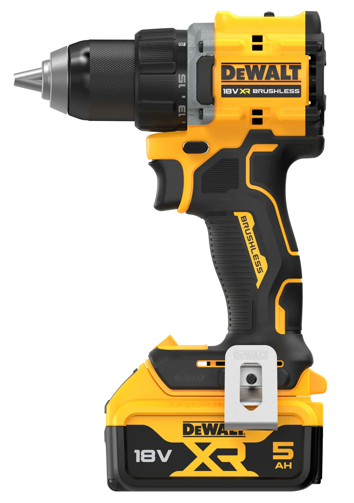 18V Akku-Bohrschrauber (bürstenlos), inkl. 2 x Akkus (18 Volt / 5 Ah) und System-Schnellladegerät