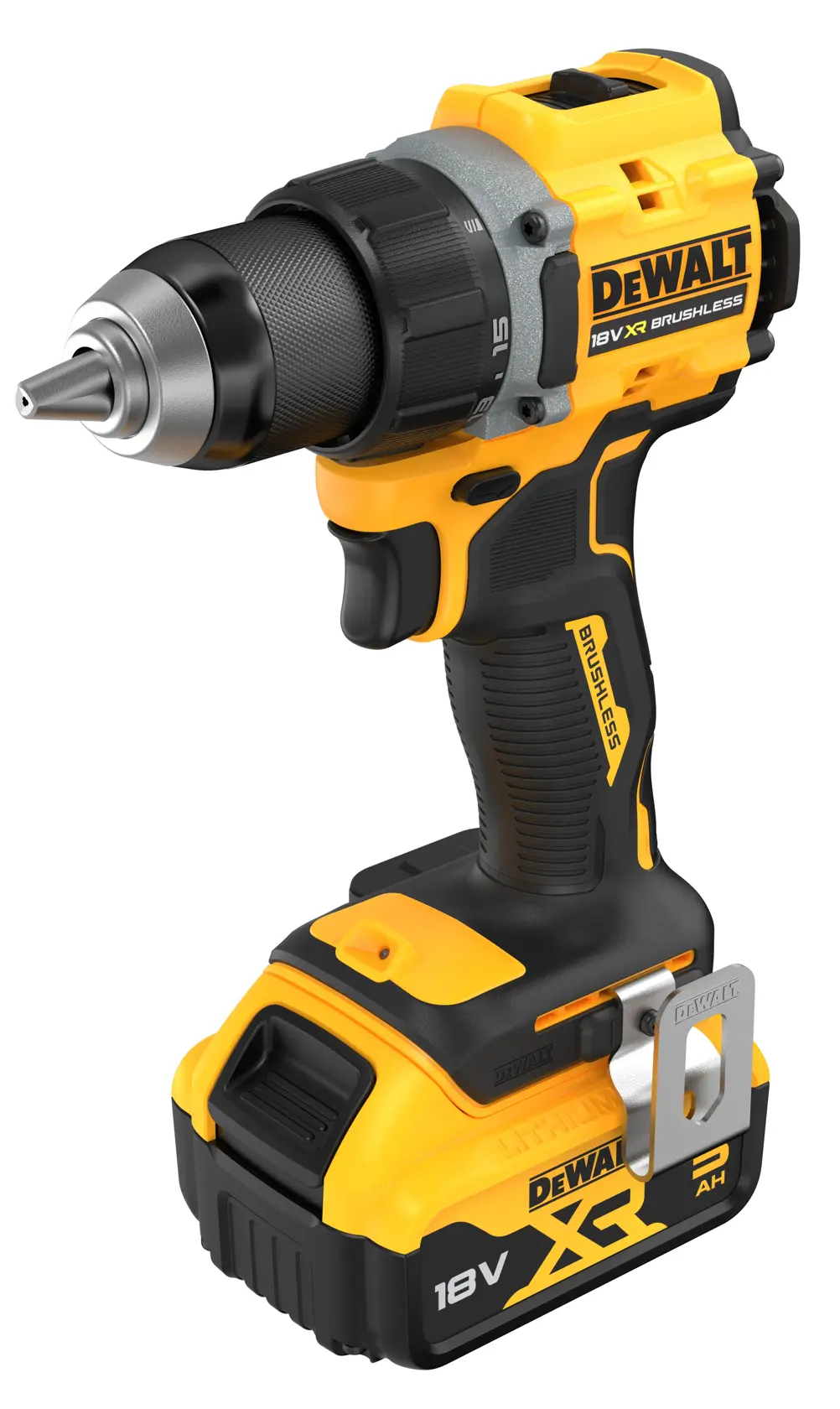 18V Akku-Bohrschrauber (bürstenlos), inkl. 2 x Akkus (18 Volt / 5 Ah) und System-Schnellladegerät