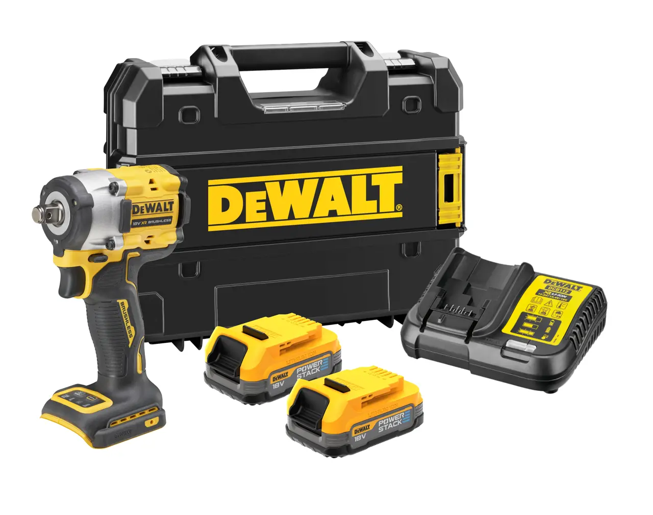 18V XR Akku-Schlagschrauber, 1/2" (bürstenlos), max. 406 Nm, inkl. 2x Powerstack Akku (18 Volt / 1,7 Ah) mit Pouch-Akku Technologie