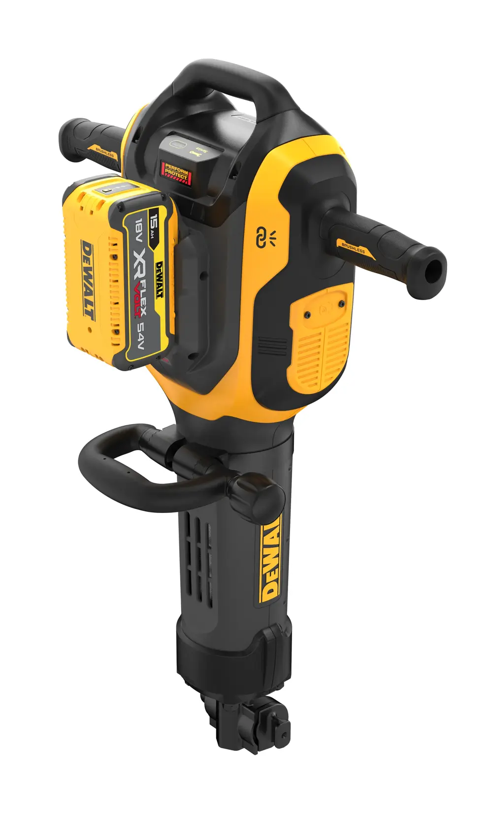 Arbeiter mit DEWALT DCH966Z2, DCH966Z2-XE Bohrer auf Betonboden. Kategorie: Fotografie.