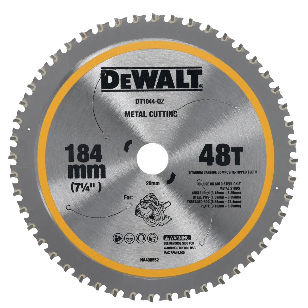Metall-Kreissägeblatt 184/20mm, 48 Zähne, zur Verwendung mit DCS383 18 V XR Akku-Metallhandkreissäge