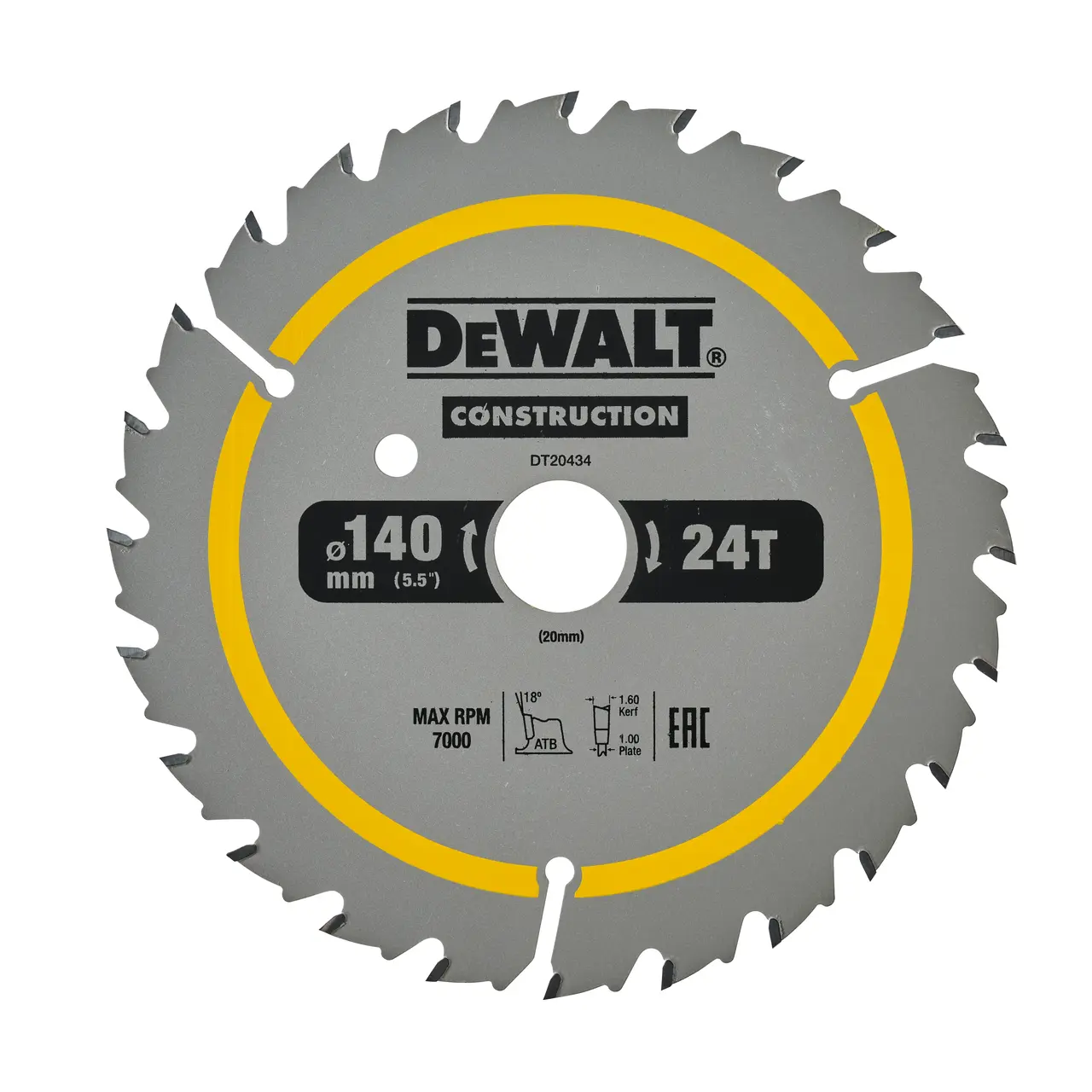 DEWALT CONSTRUCTION 140 mm x 20 mm 24Z Kreissägeblatt
