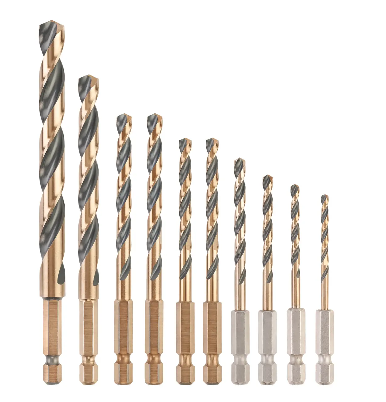 Black&Gold HSS-G Metallbohrer-Set, 10-tlg., Sechskantschaft, schlagfeste Bohrer, Versandeinheit: Thekendisplay mit 5 Sets