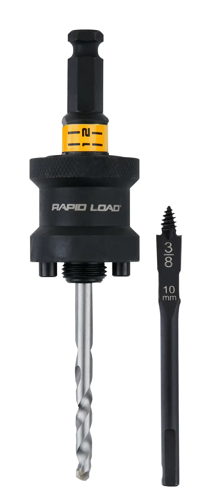 Schnellwechselhalter RAPID LOAD® für Lochsägen 32 - 210 mm, Schafttyp Voll-Sechskant 13mm, inkl. eines Mehrzweck-und eines Holz-Zentrierbohrers