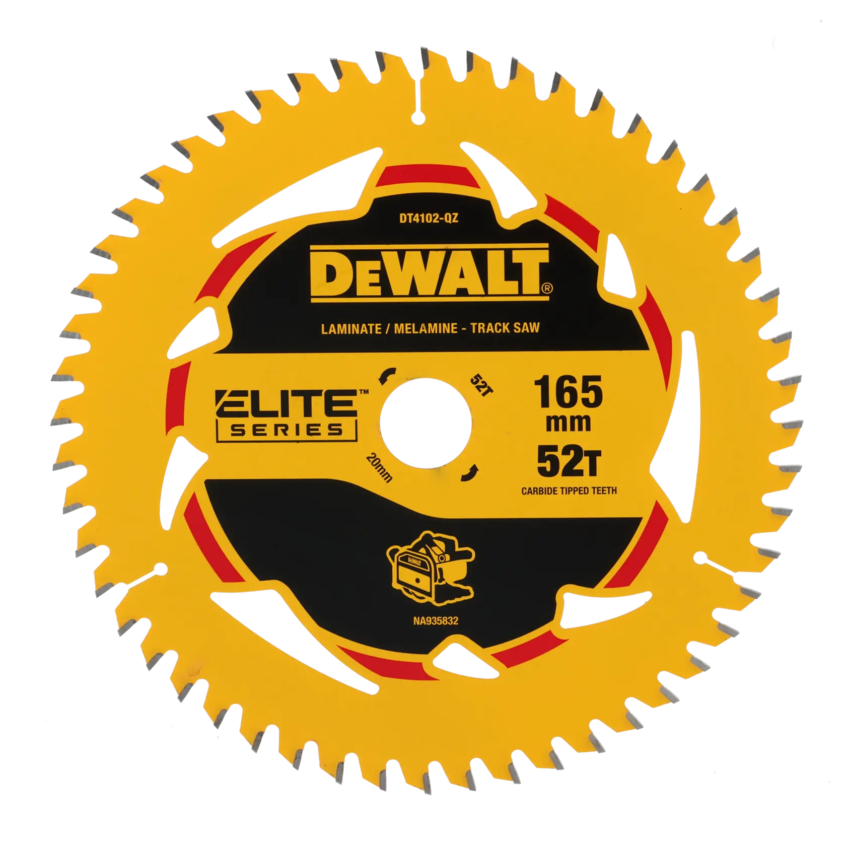 DEWALT 165mm 52T Sägeblatt für Laminat, Melamin, Elite Series, Hartmetallzähne.