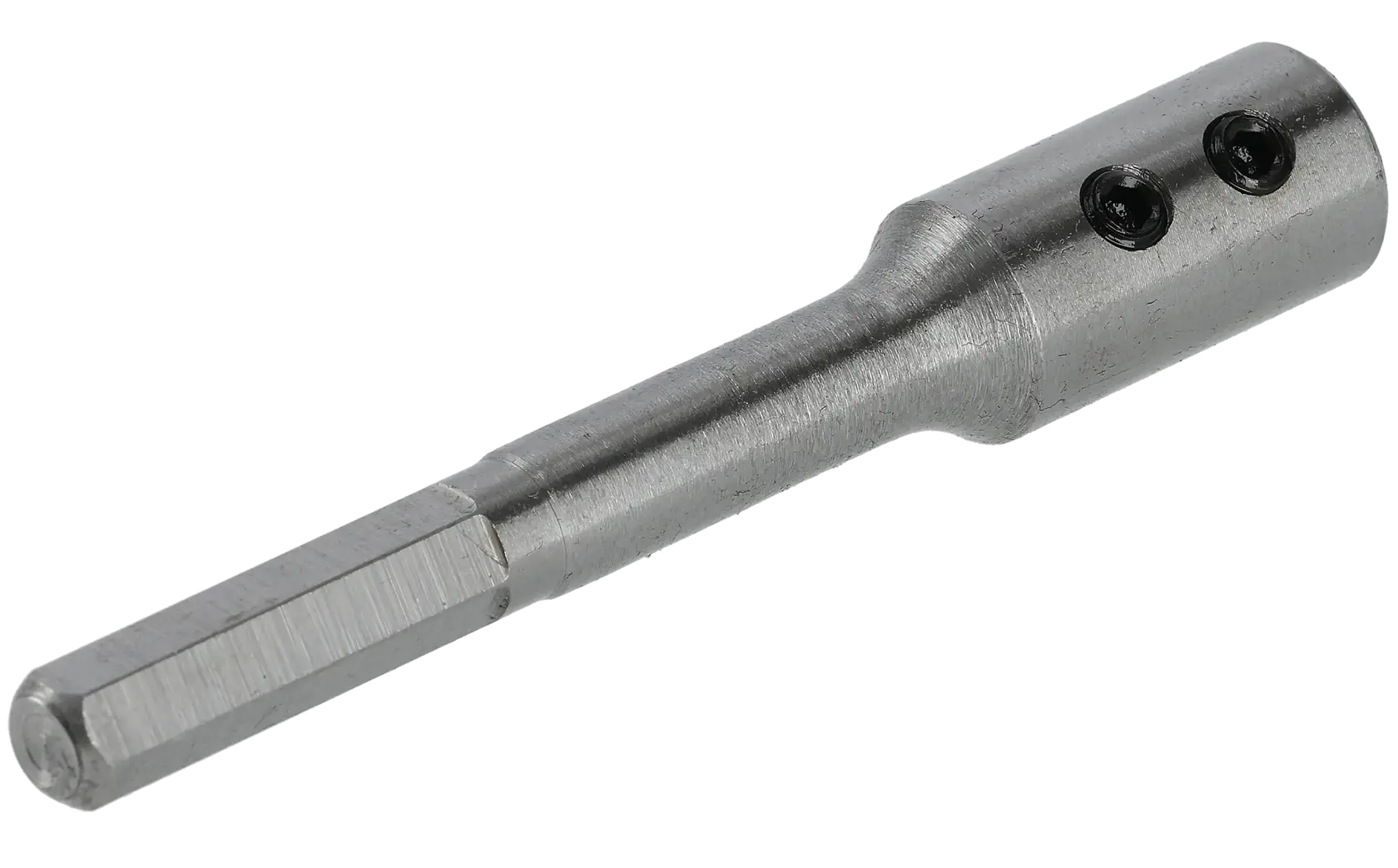 Adaptador metálico DEWALT para fotografía, DT4592-QZ, DT4592, vástago hexagonal y orificios visibles.