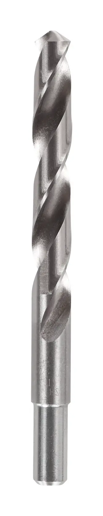 Broca metálica DEWALT DT5228 con diseño en espiral sobre fondo blanco.