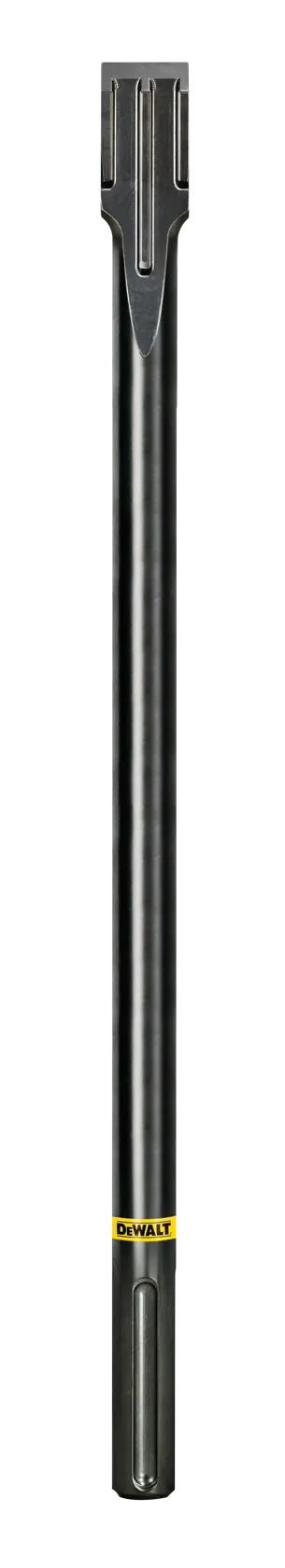 DEWALT SDS Max steel tile chisel for demolition or renovation, shown vertically on a white background.