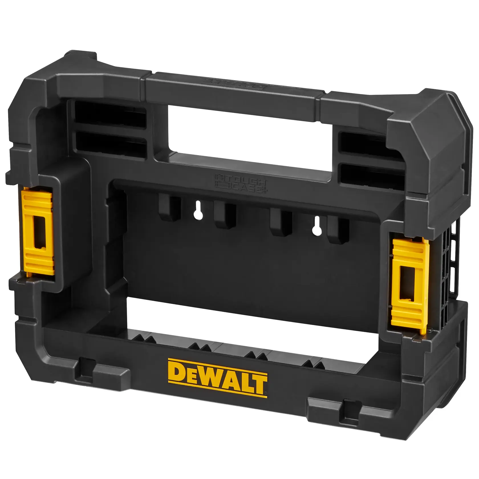 Marco DEWALT Tough Case negro y amarillo para organizar y montar cajas de accesorios de herramientas.