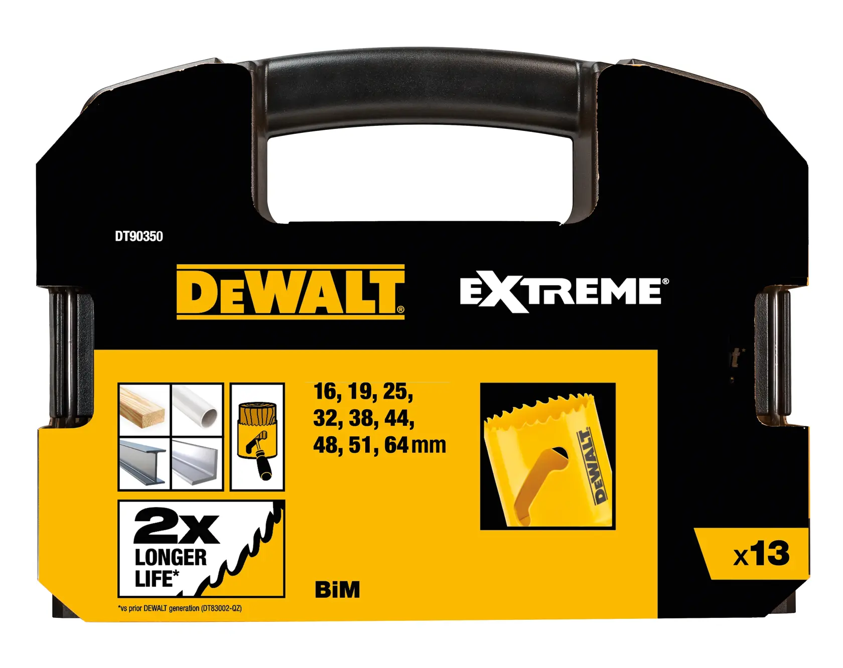 DEWALT DT90350, DT90350-QZ Extreme Lochsägenset im Koffer, 13-teilig für verschiedene Materialien.