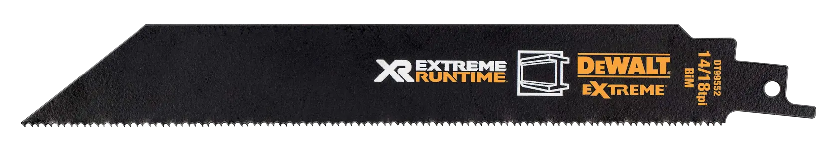 DEWALT DT99552 schwarzes Säbelsägeblatt mit geraden Zähnen für extreme Laufzeit.