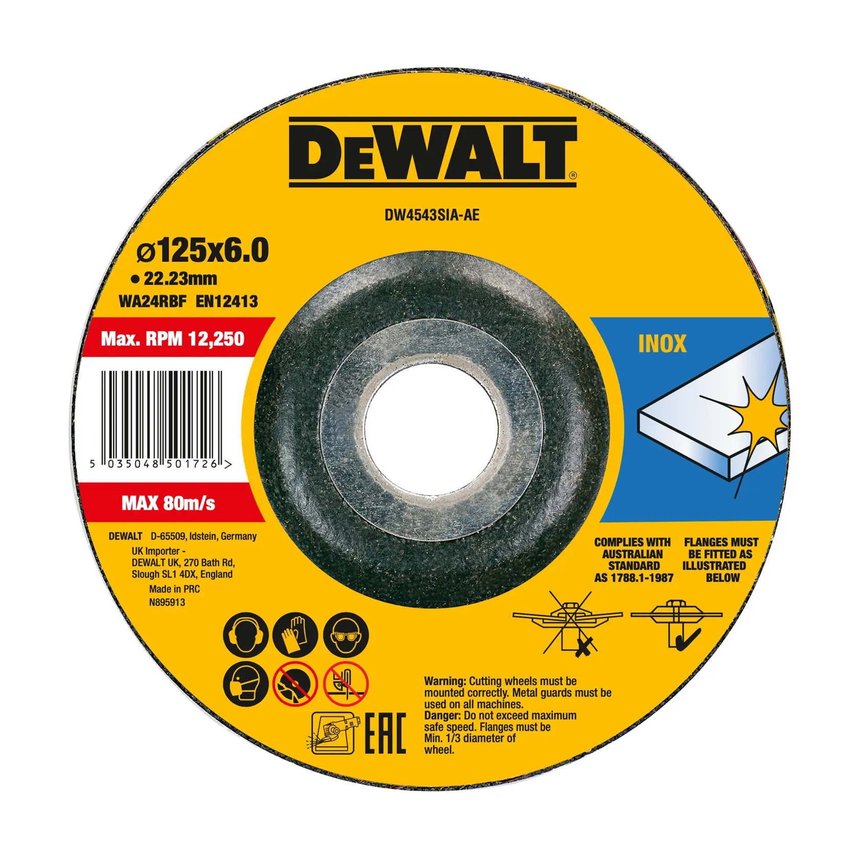 Stainless Steel Grinding Wheel 125 x 6.4 x 22.23mm Type 27