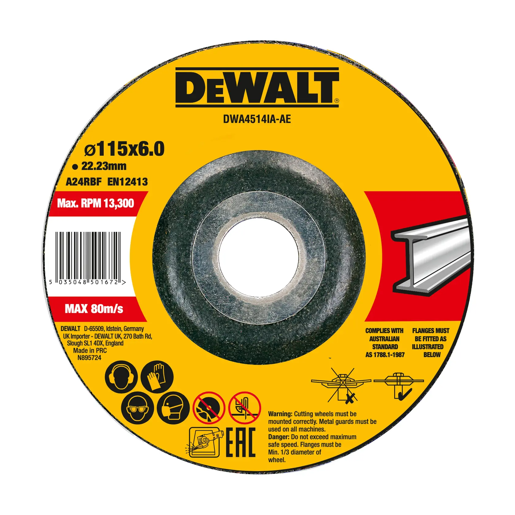 DEWALT Trennscheibe Fotografie, gelb-schwarz, SKUs DWA4514IA-AE, DWA4514IA.