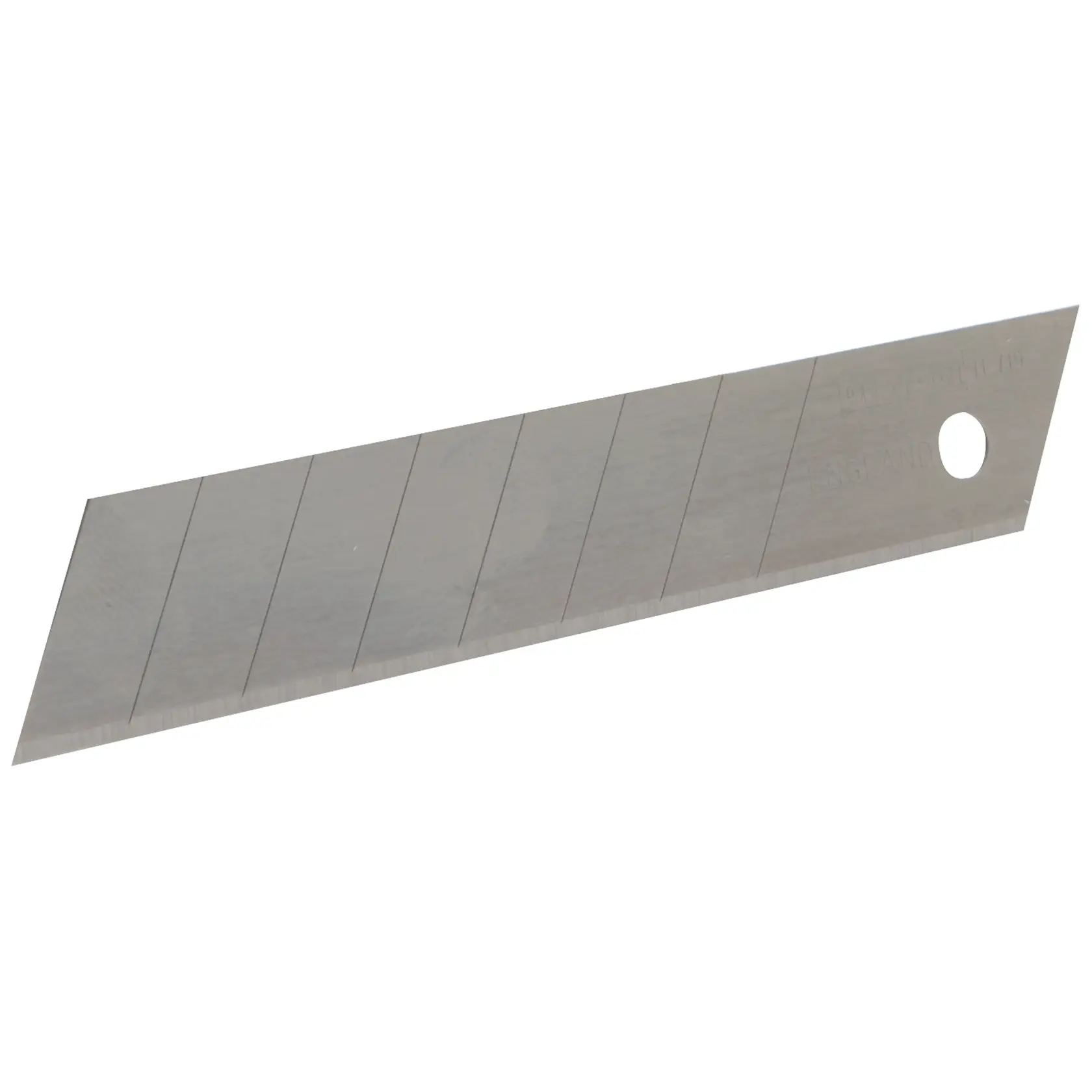 Segmentiertes Ersatzmesser für Cutter, gerade Kante, Metall, Loch an einem Ende.