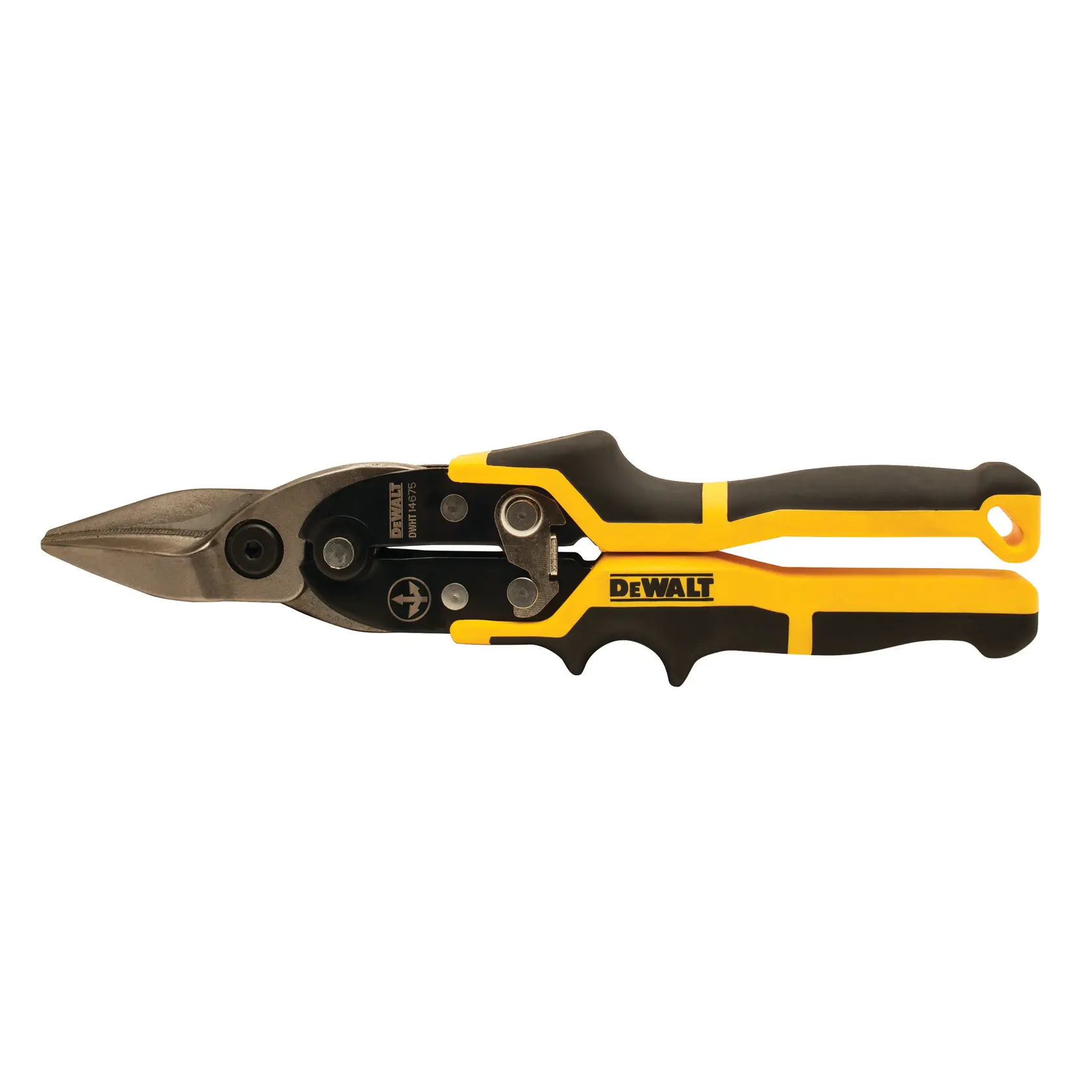DEWALT gelb-schwarze Blechschere mit ergonomischem Griff, ideal zum Schneiden von Metall.